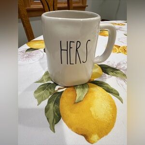 Ray Dunn by magenta “Hers” coffee mug ivory color 4 .23 inches tall Preowned